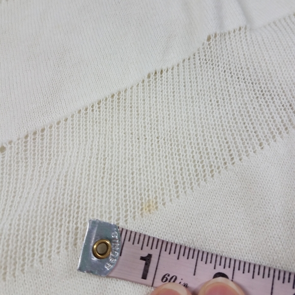 Willi Smith Off White Sheer Striped Open Cardigan - Picture 10 of 10